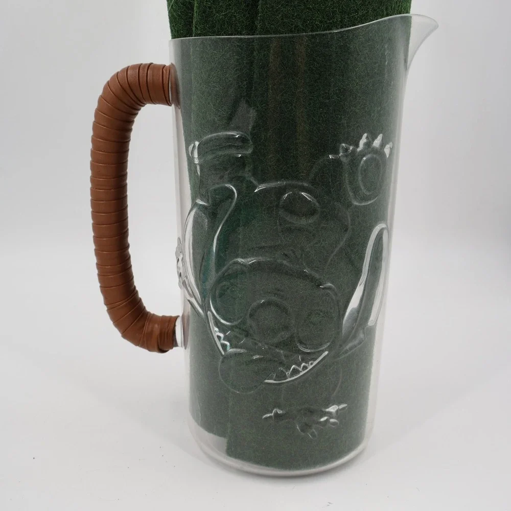 Disney Stitch Acrylic Pitcher Unisex OS Clear Embossed Faux Leather Handle 126oz